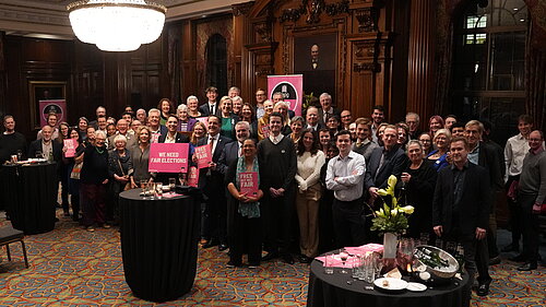 Assembled people at the launch of the APPG for Fair Elections 